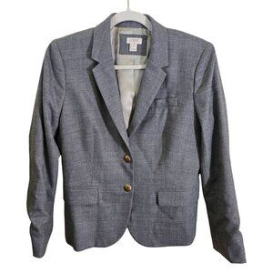 J.Crew Schoolboy Blazer Gray Wool Blend Gold Buttons Size 6